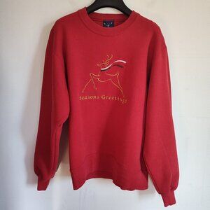 Ladies SZ S Red Vintage Seasons Greetings Sweatshirt
